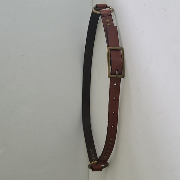 Unbranded Accessories - Brown genuine leather belt 37" brass studs